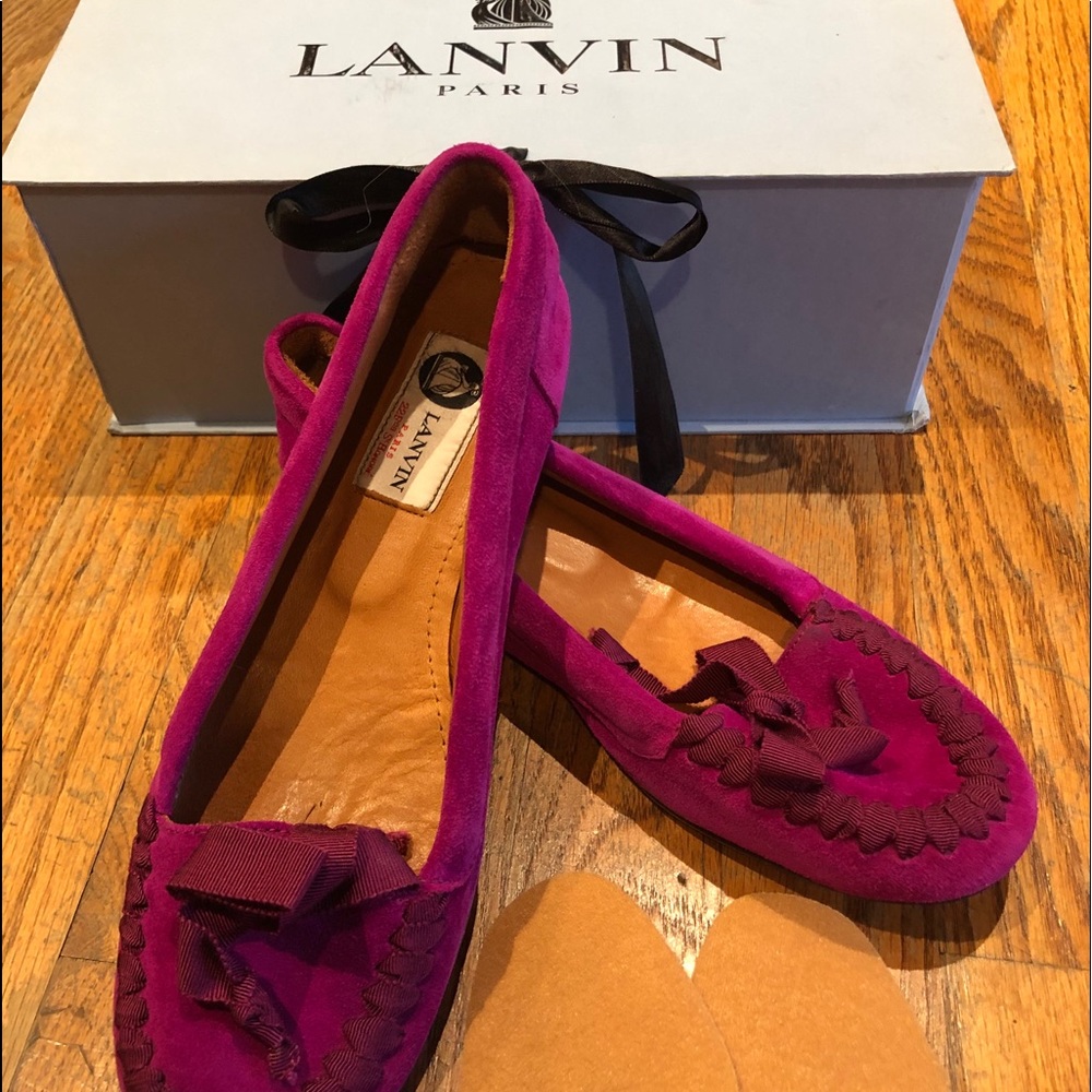 Lanvin sz 39 Fuschia Mocassin loafers slides